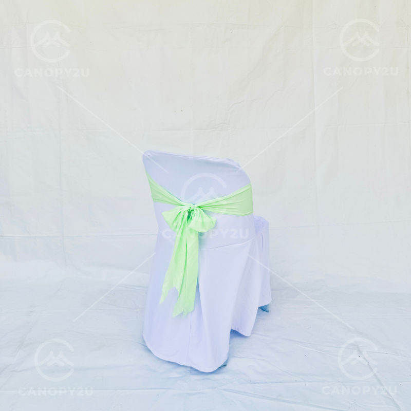 Plastic Chair - With White Cover & Mint Green Ribbon