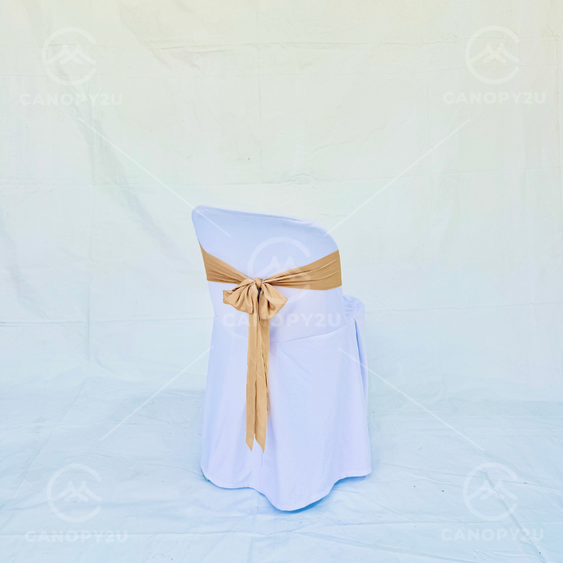 Plastic Chair - With White Cover & Nude Ribbon